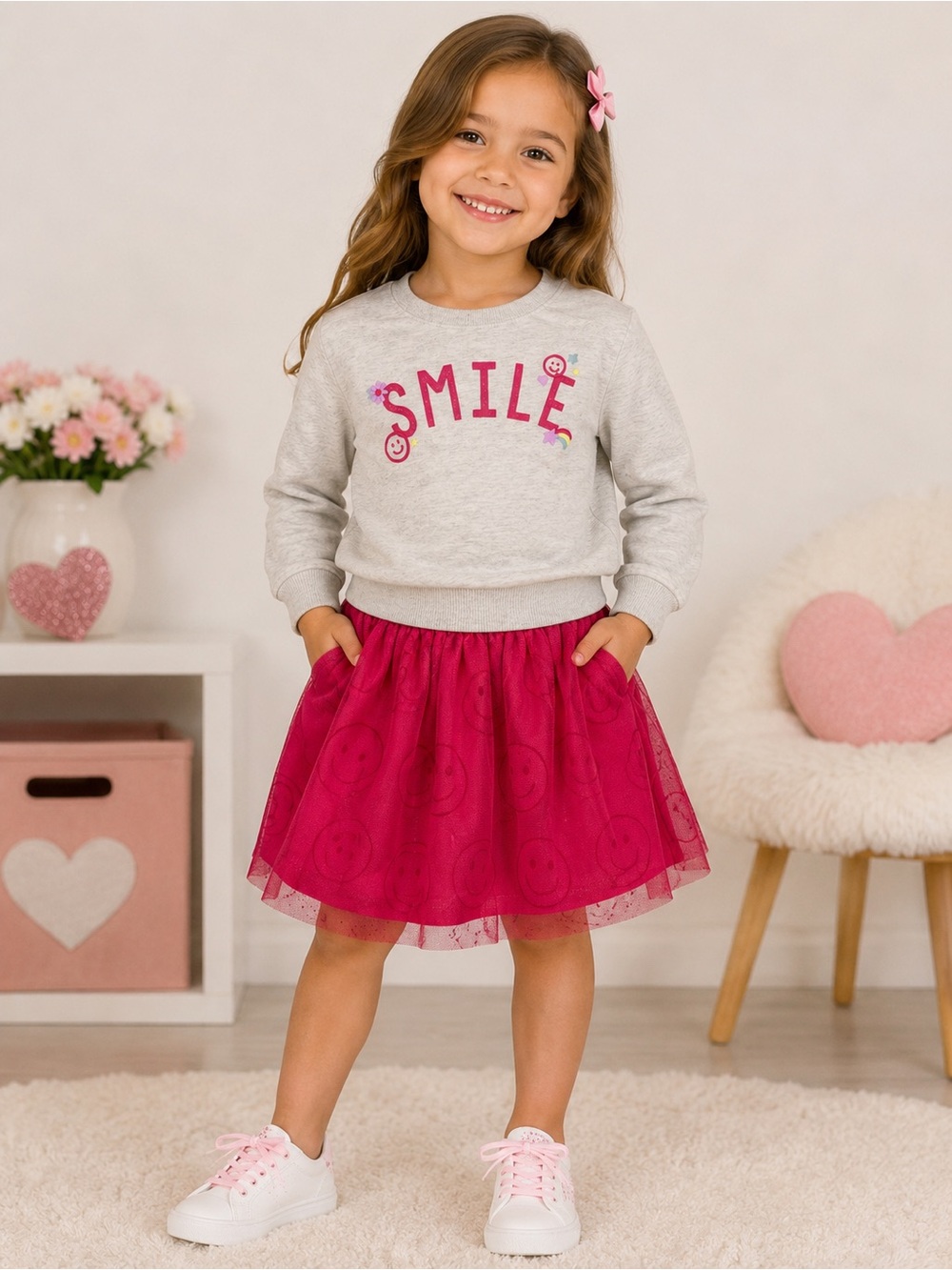 Carter’s Smile Sweatshirt & Pink Tulle Skirt Set | Girls 5T